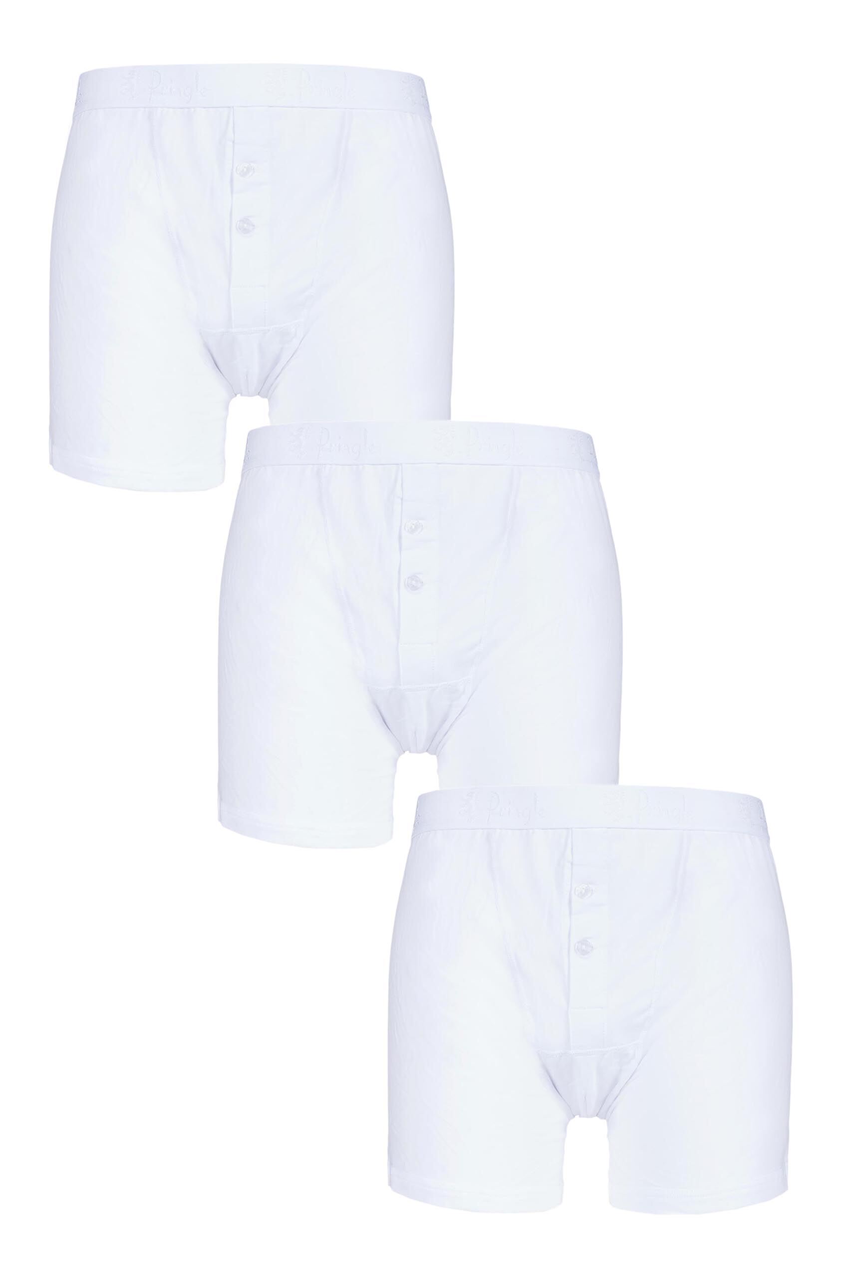 Image of 3 Pack White Button Front Cotton Boxer Shorts Men's Extra Large - Pringle
