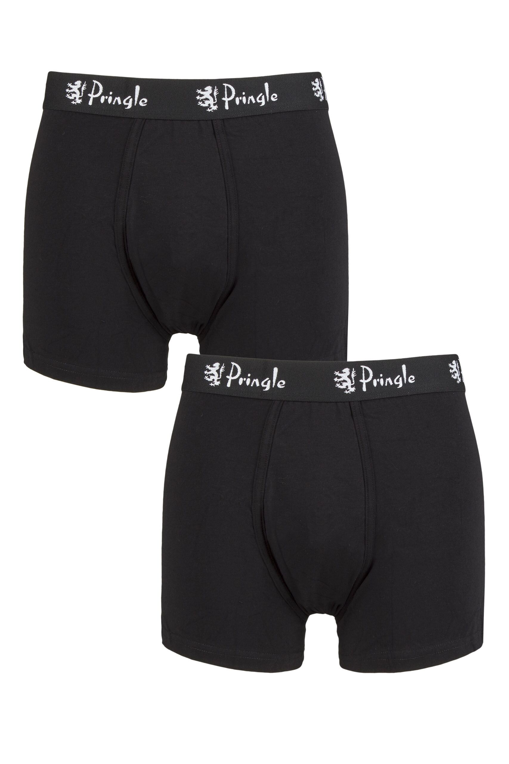 Image of 2 Pack Black Plain Hipster Trunks Men's Large - Pringle