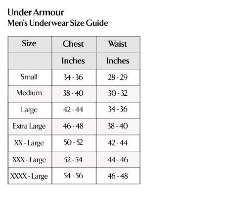 Under Armour Pants Size Chart