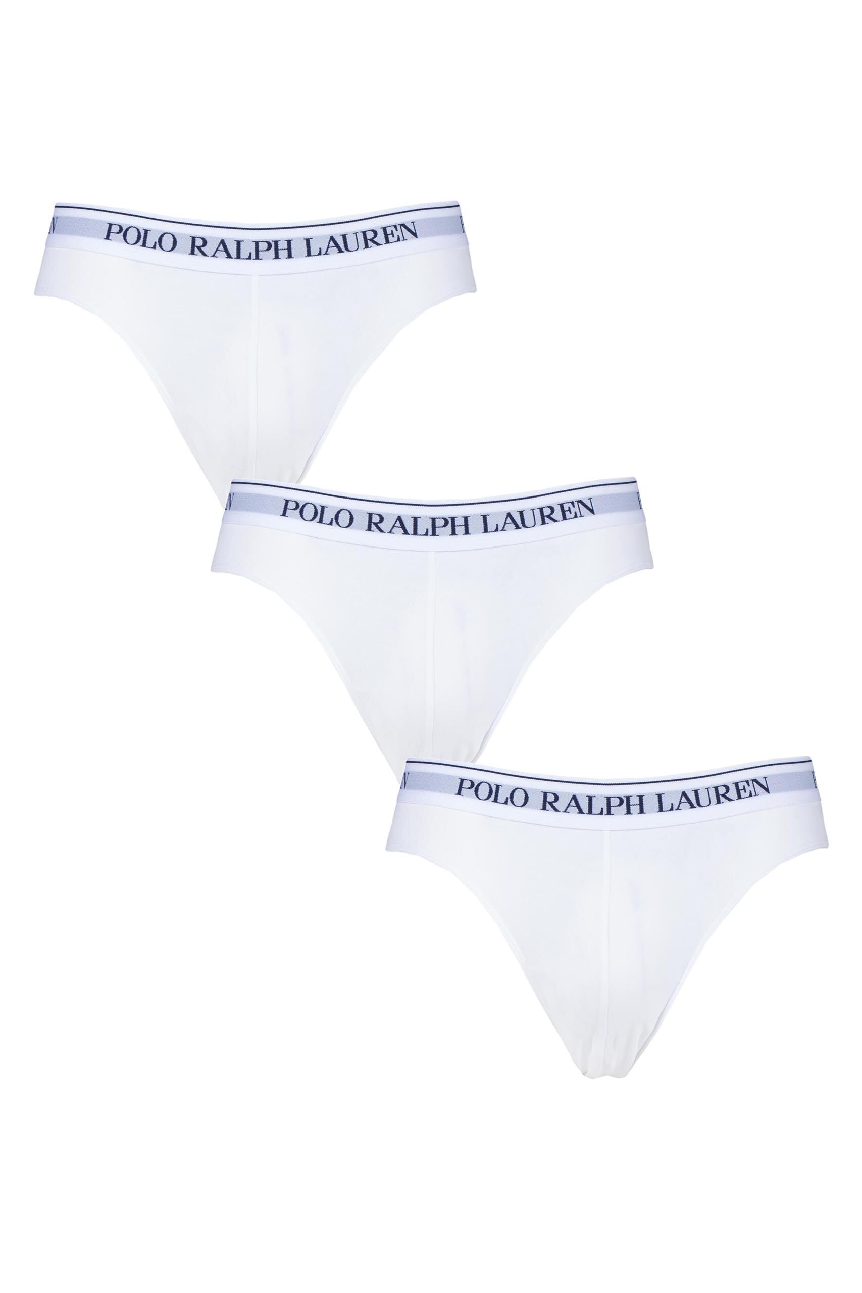 Image of 3 Pack White Plain Cotton Stretch Briefs Men's Large - Ralph Lauren