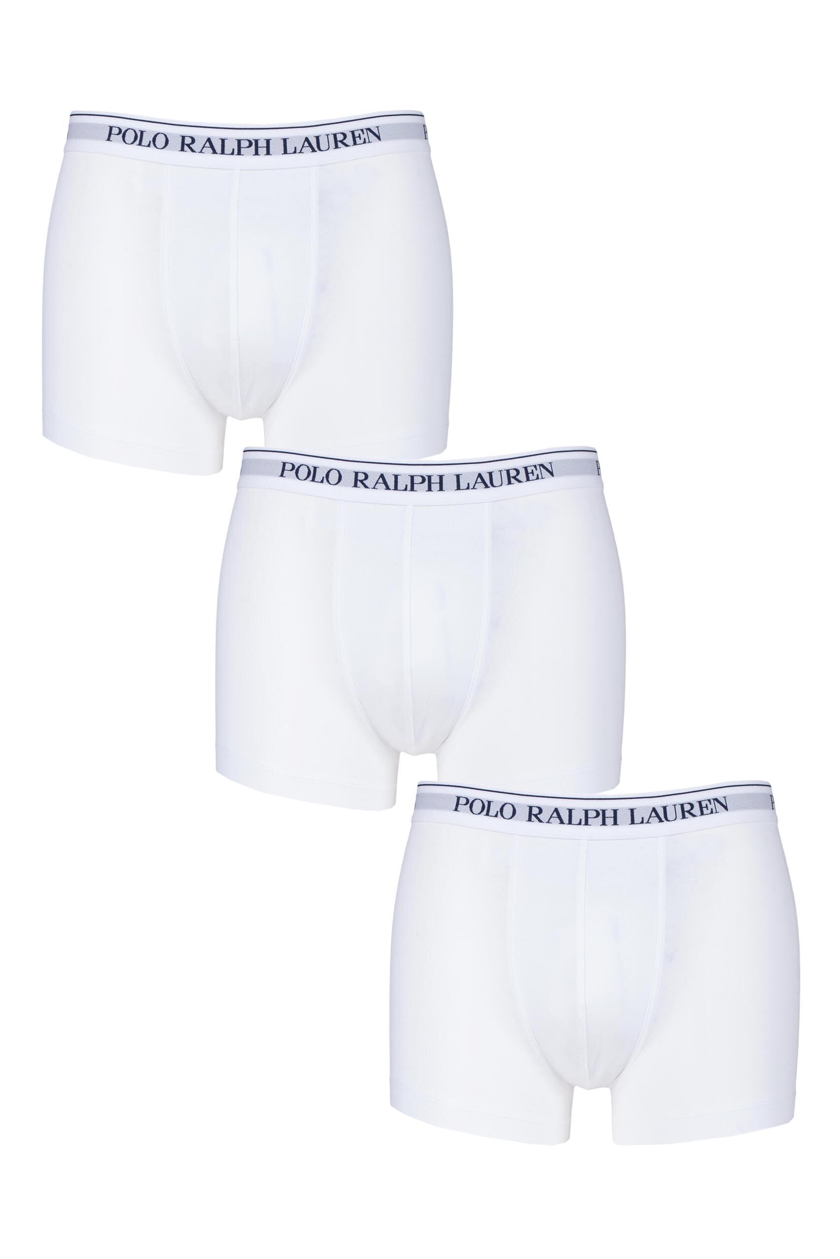 Image of 3 Pack White Plain Cotton Stretch Trunks Men's Medium - Ralph Lauren