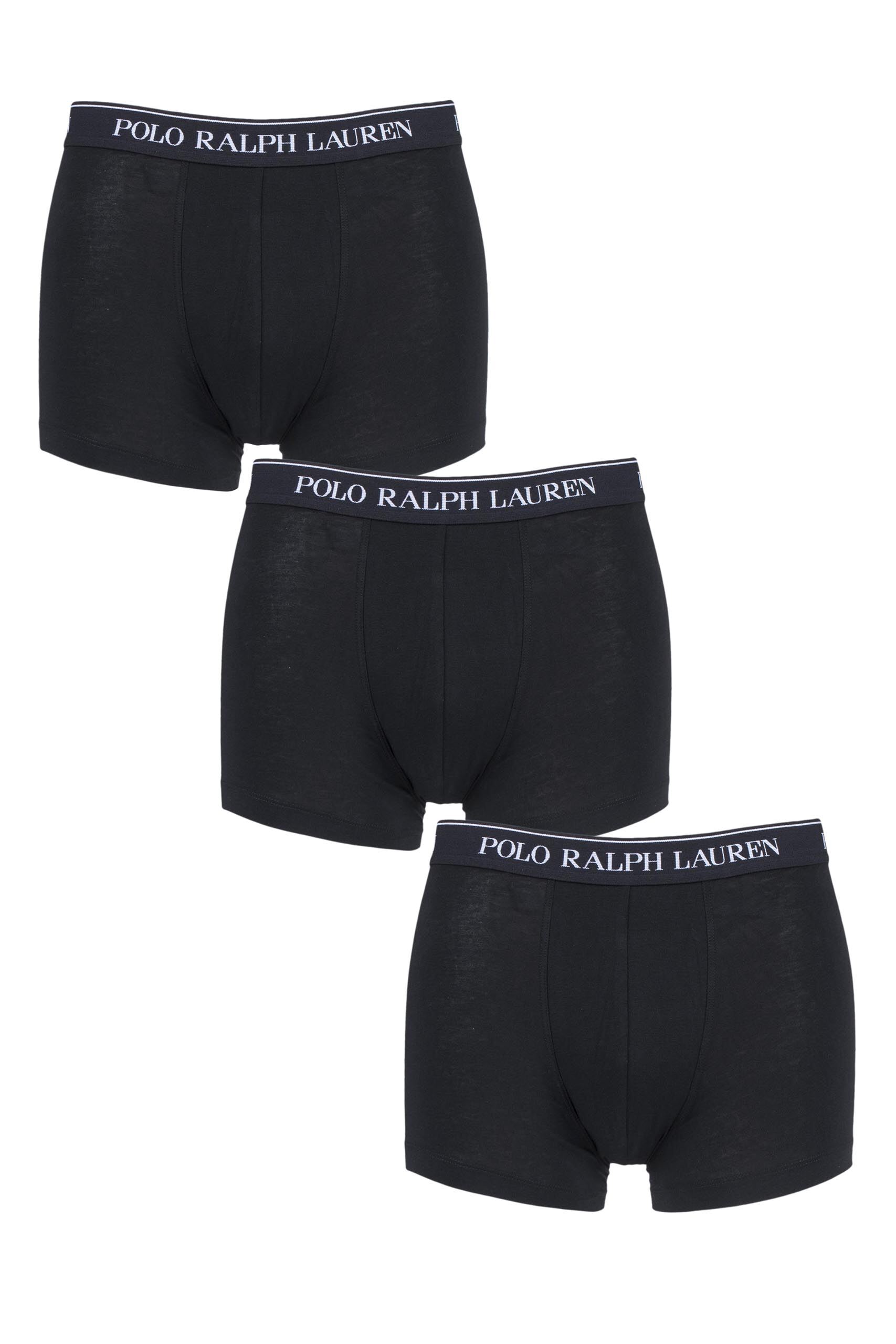 Image of 3 Pack Black Plain Cotton Stretch Trunks Men's Large - Ralph Lauren