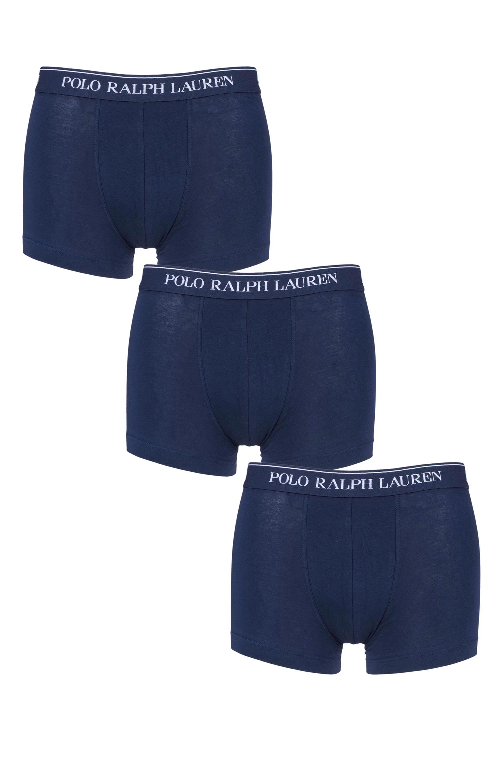 Image of 3 Pack Navy Plain Cotton Stretch Trunks Men's Small - Ralph Lauren