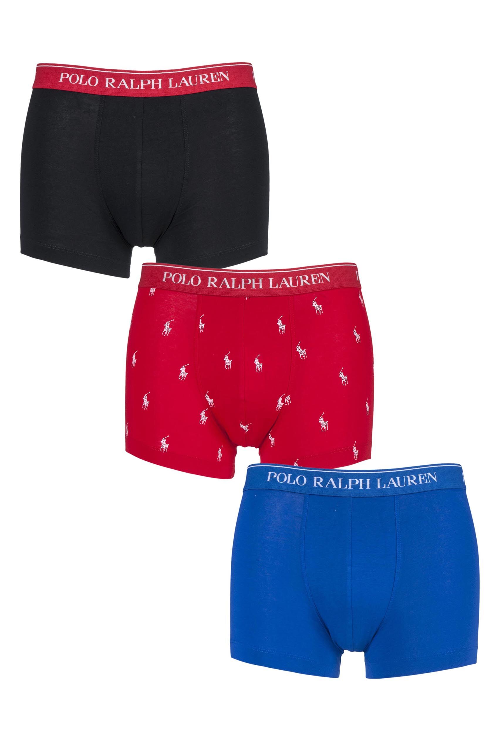 Image of 3 Pack Pony Black Plain Cotton Stretch Trunks Men's Small - Ralph Lauren