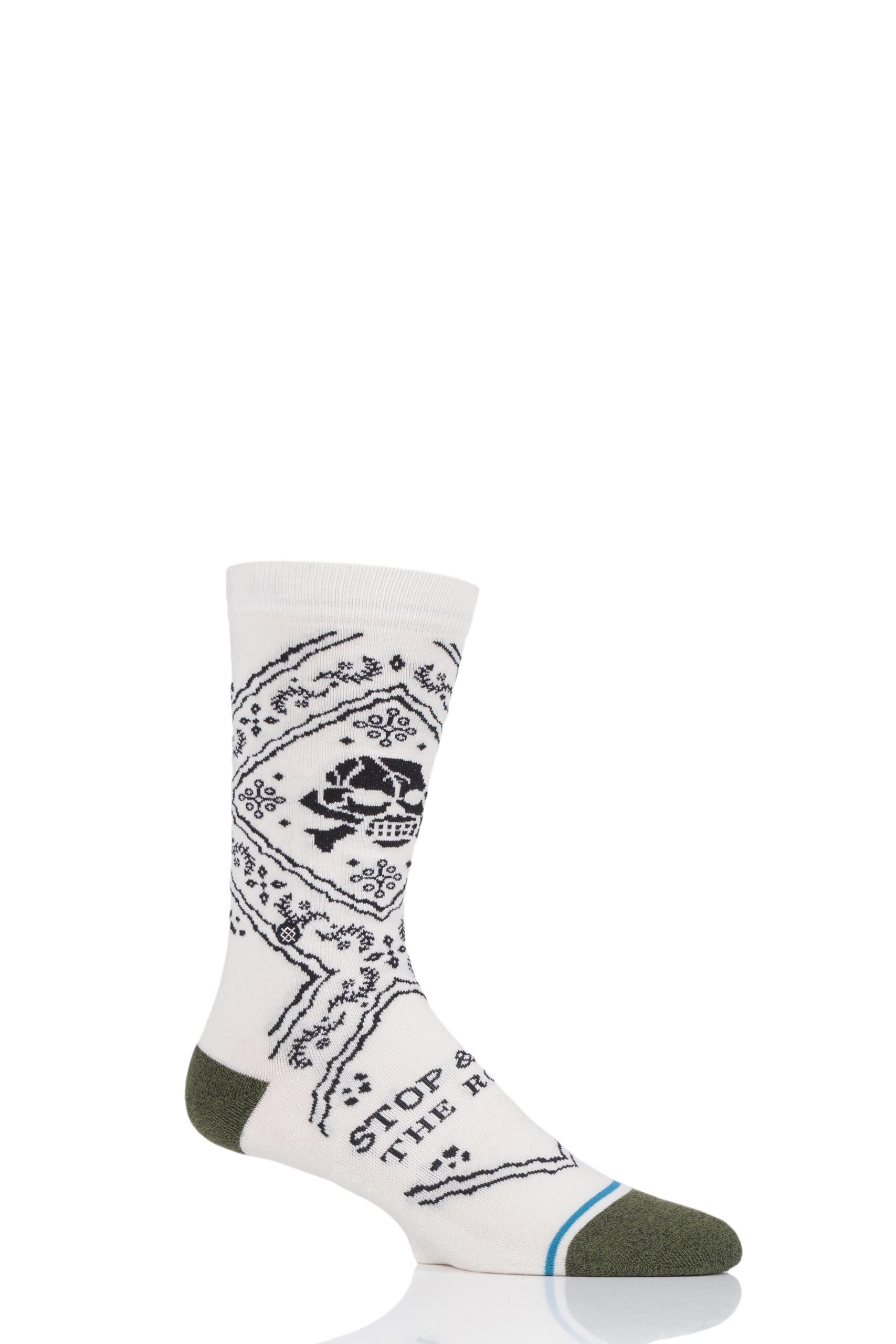 Image of 1 Pair Cream Cut the Roses Cotton Socks Ladies 6-8.5 Ladies - Stance