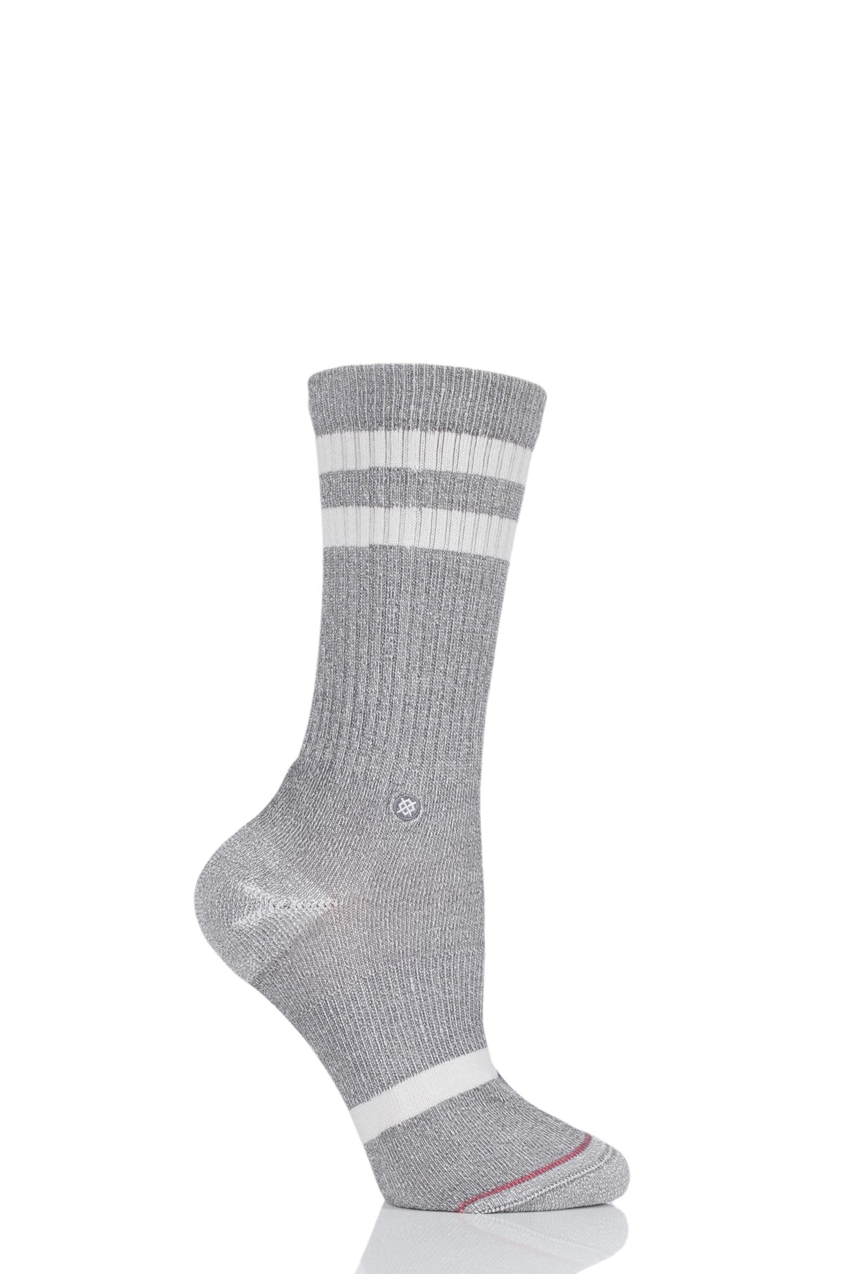 Image of 1 Pair Grey Classic Uncommon Crew Cotton Socks Ladies 3-5.5 Ladies - Stance