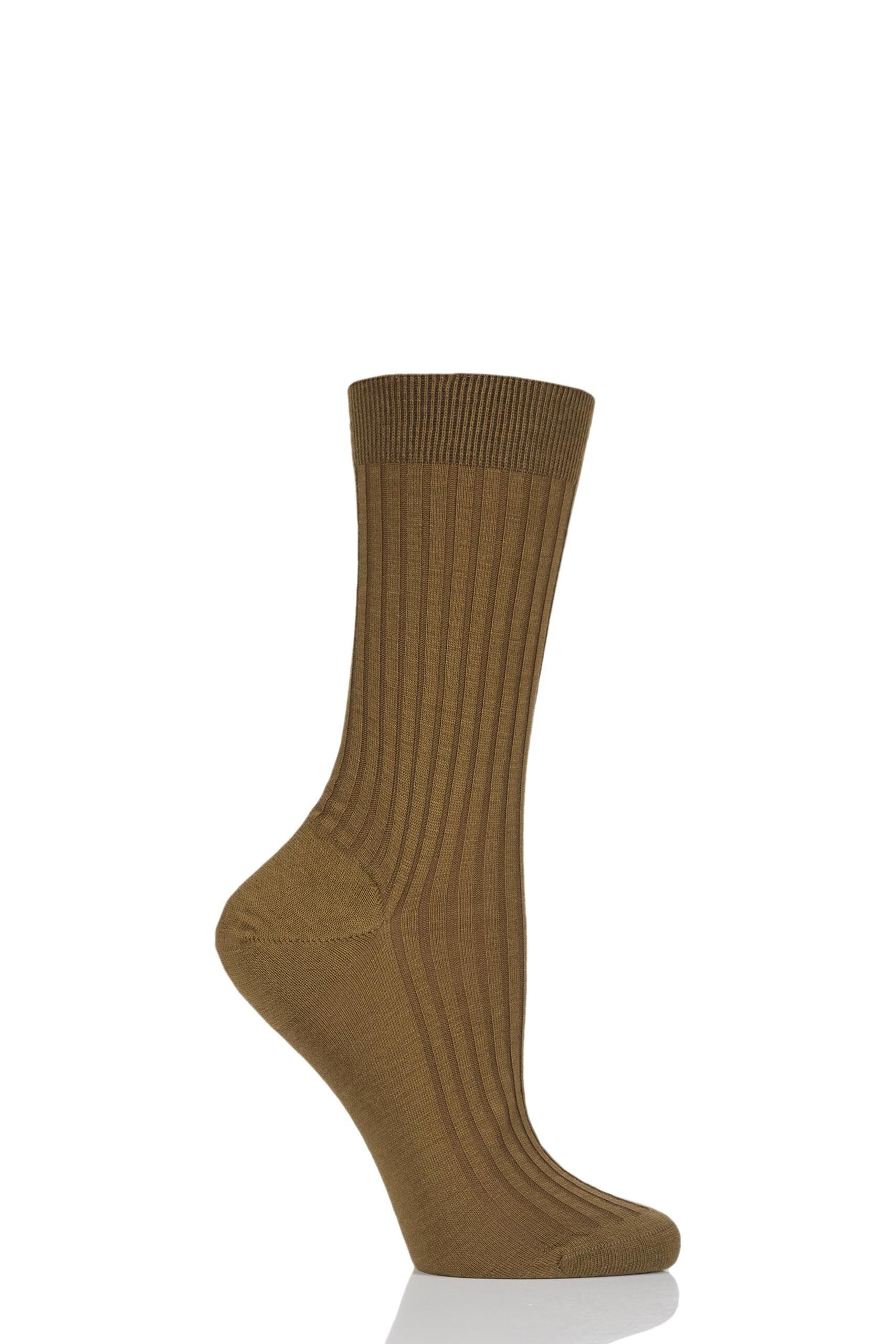 Image of 1 Pair Bracken Classic Merino Wool Ribbed Socks Ladies 4-7 Ladies - Pantherella