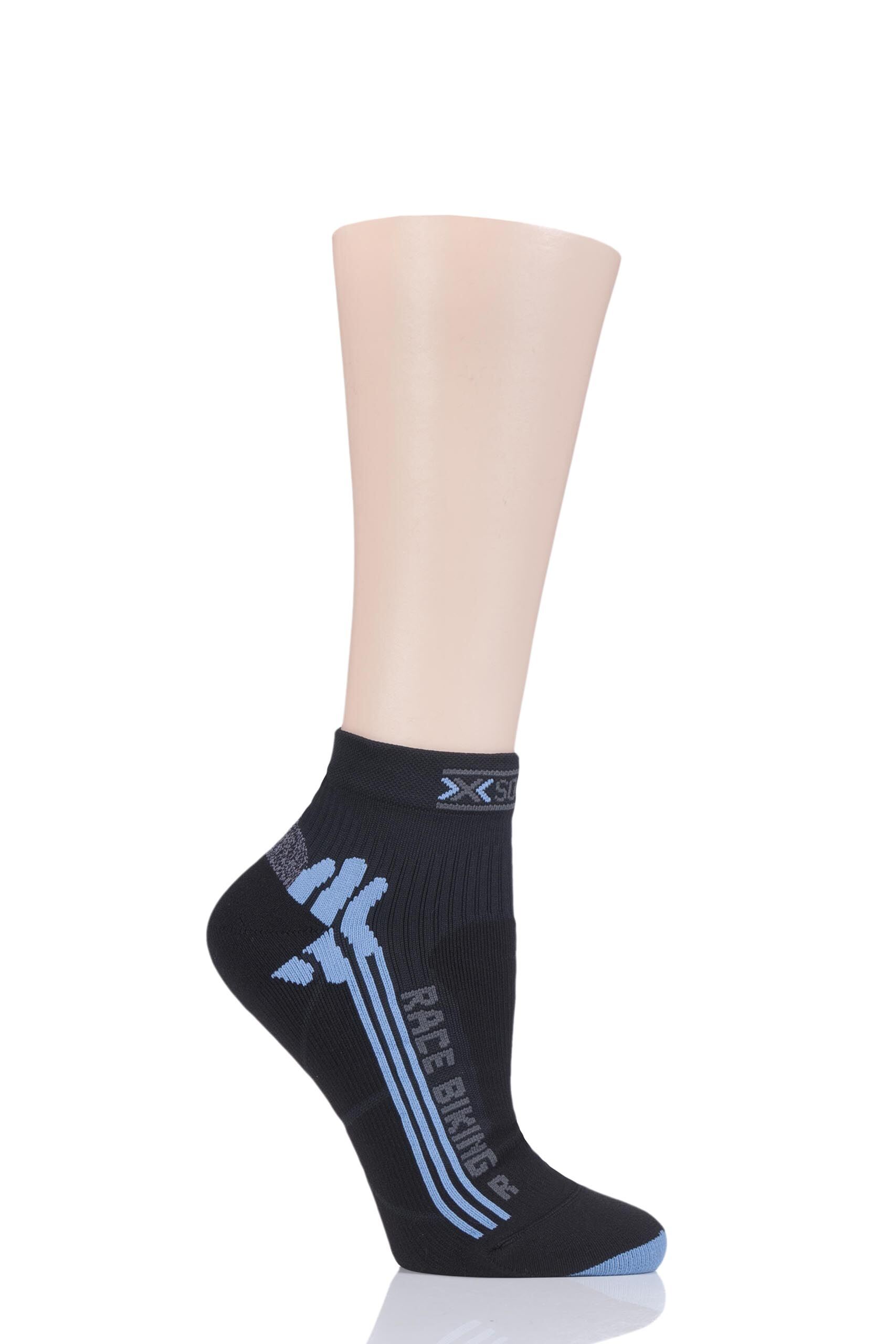 Image of 1 Pair Black / Blue Bike Racing Socks Ladies 2.5-3.5 Ladies - X-Socks