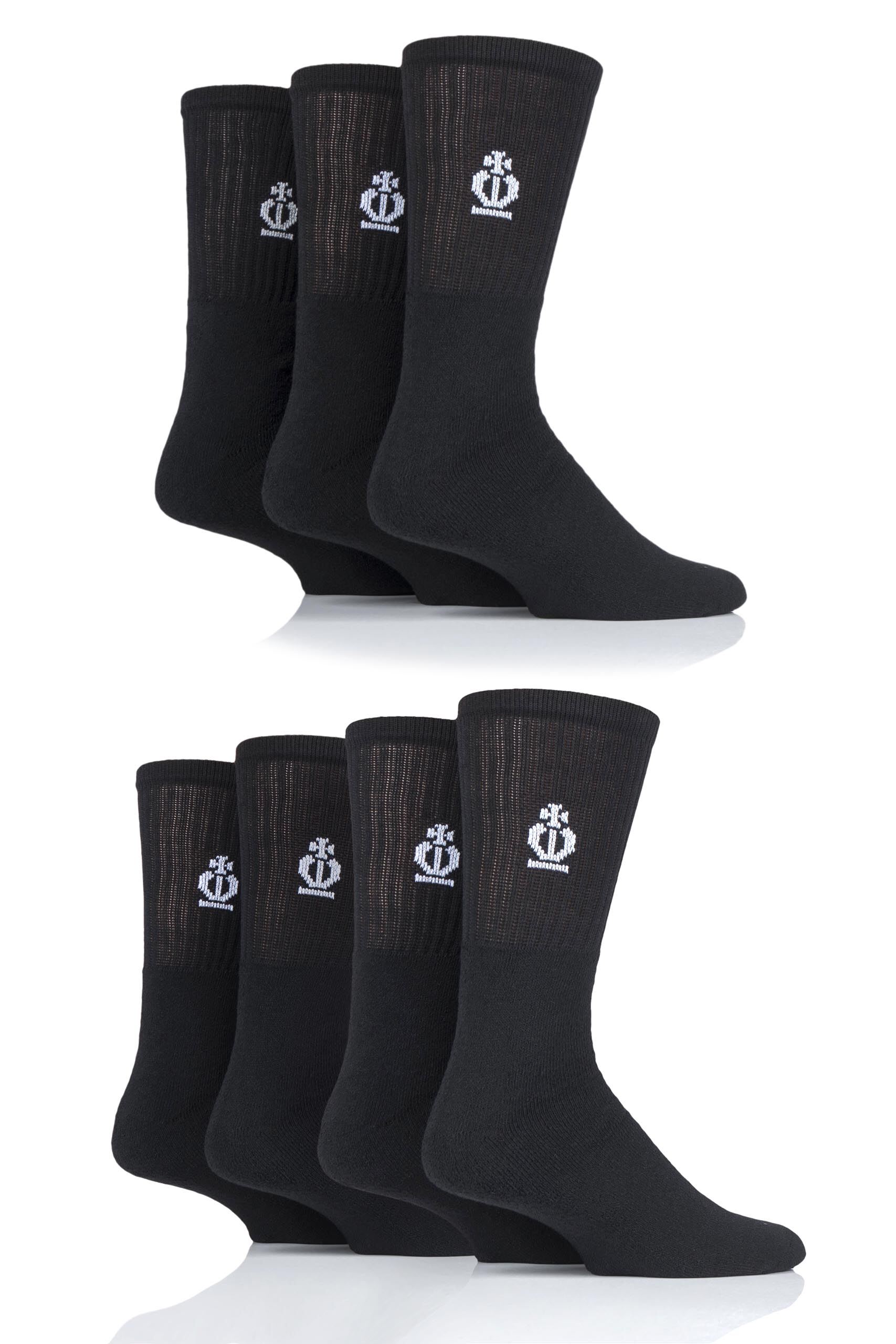 Image of 7 Pair Black Cotton Sports Socks Men's 44141 - Jeff Banks