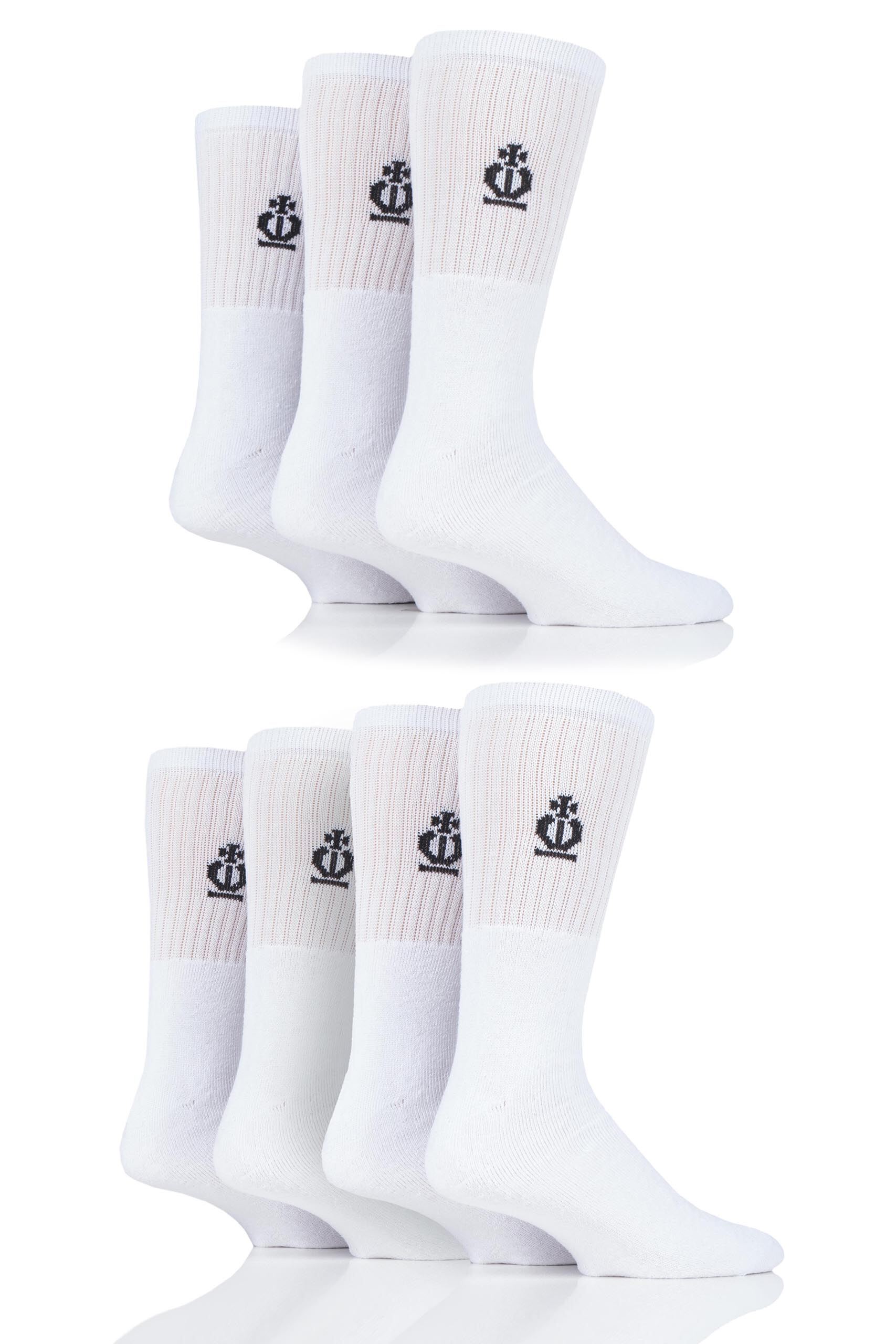 Image of 7 Pair White Cotton Sports Socks Men's 6-11 Mens - Jeff Banks