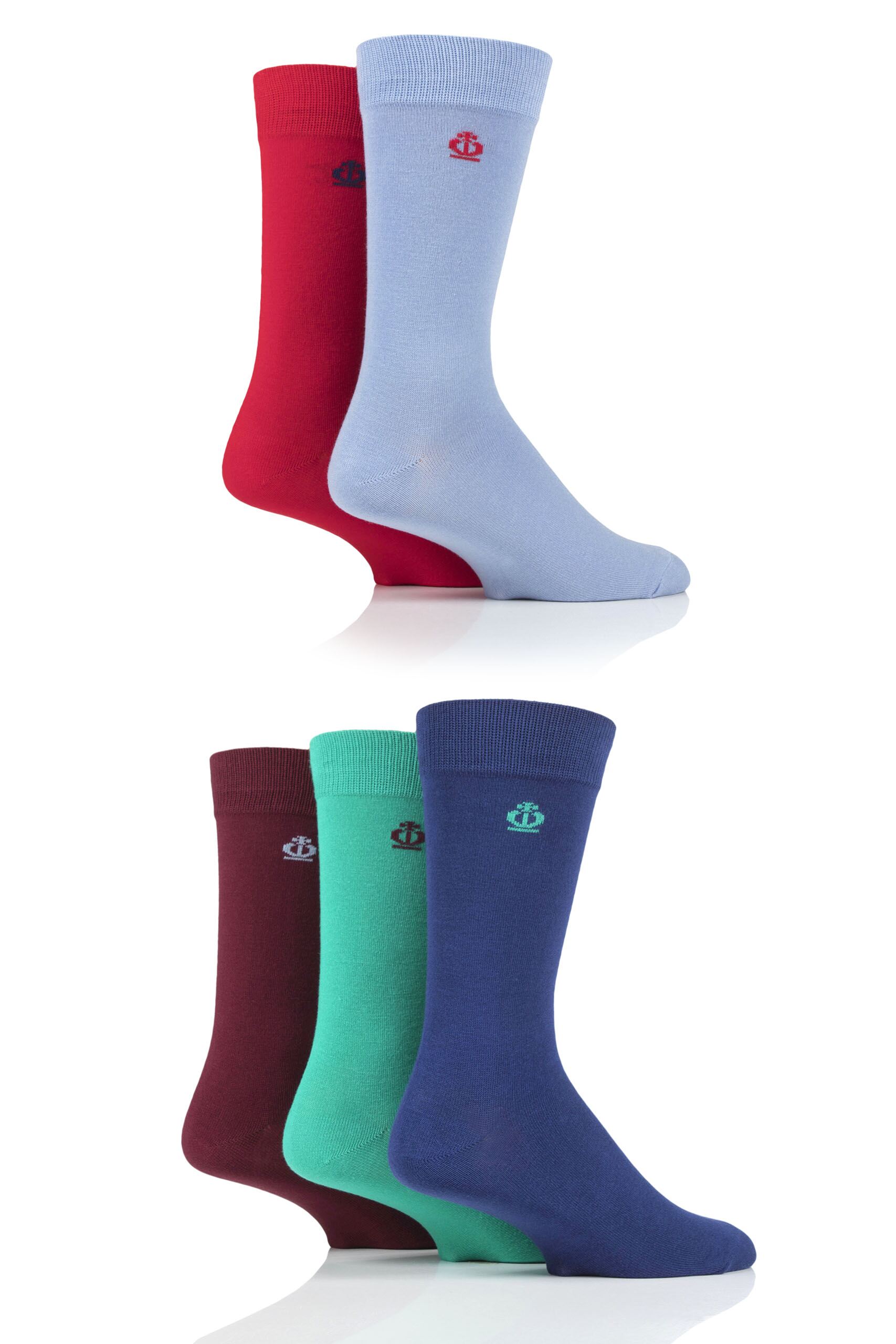 Image of Mens 5 Pair Jeff Banks Chelmsford Plain Bamboo Socks Multi 7-11 Mens