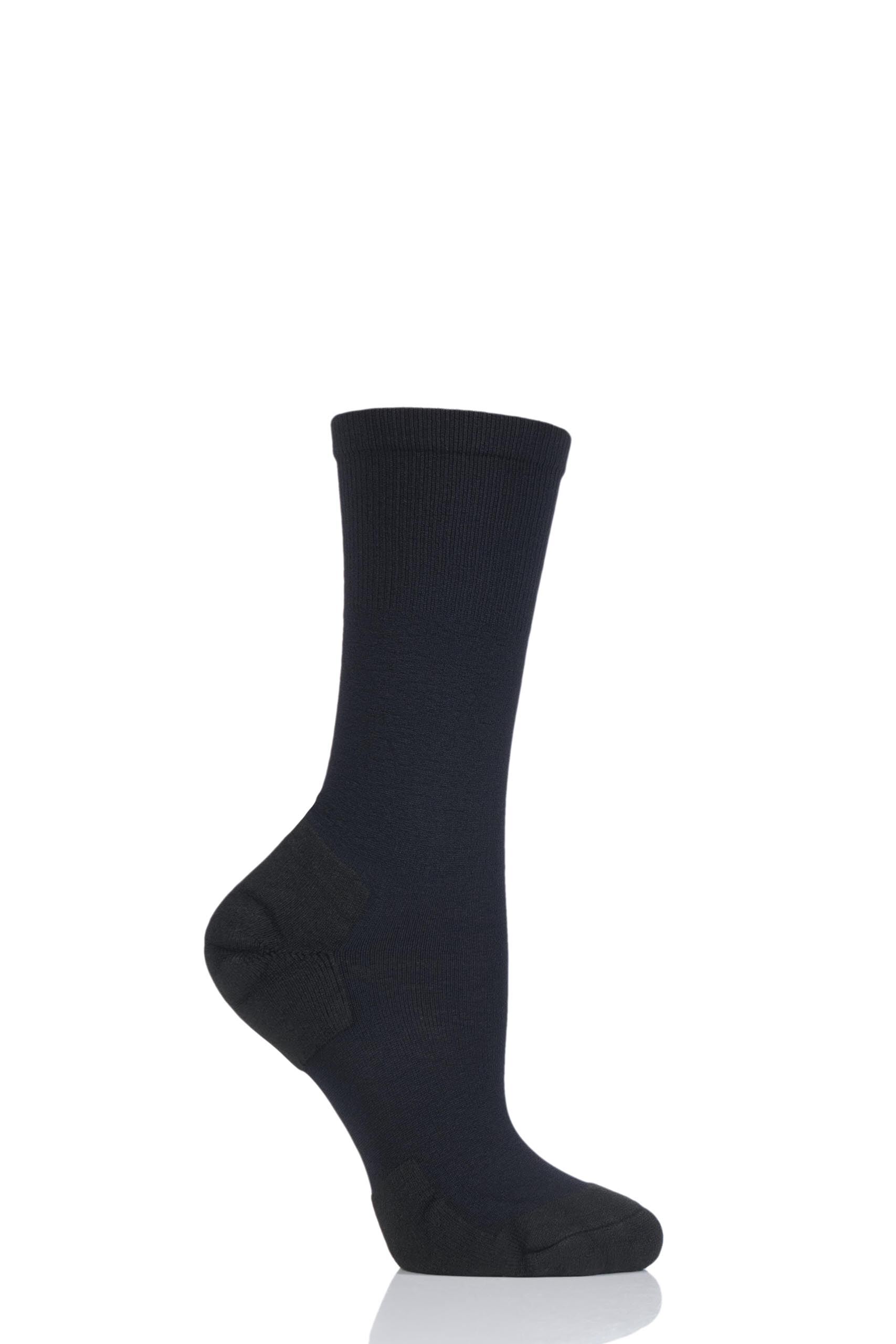 Image of 1 Pair Black Experia Ultra Light Dress Crew Socks Ladies 5.5-7.5 Unisex - Thorlos