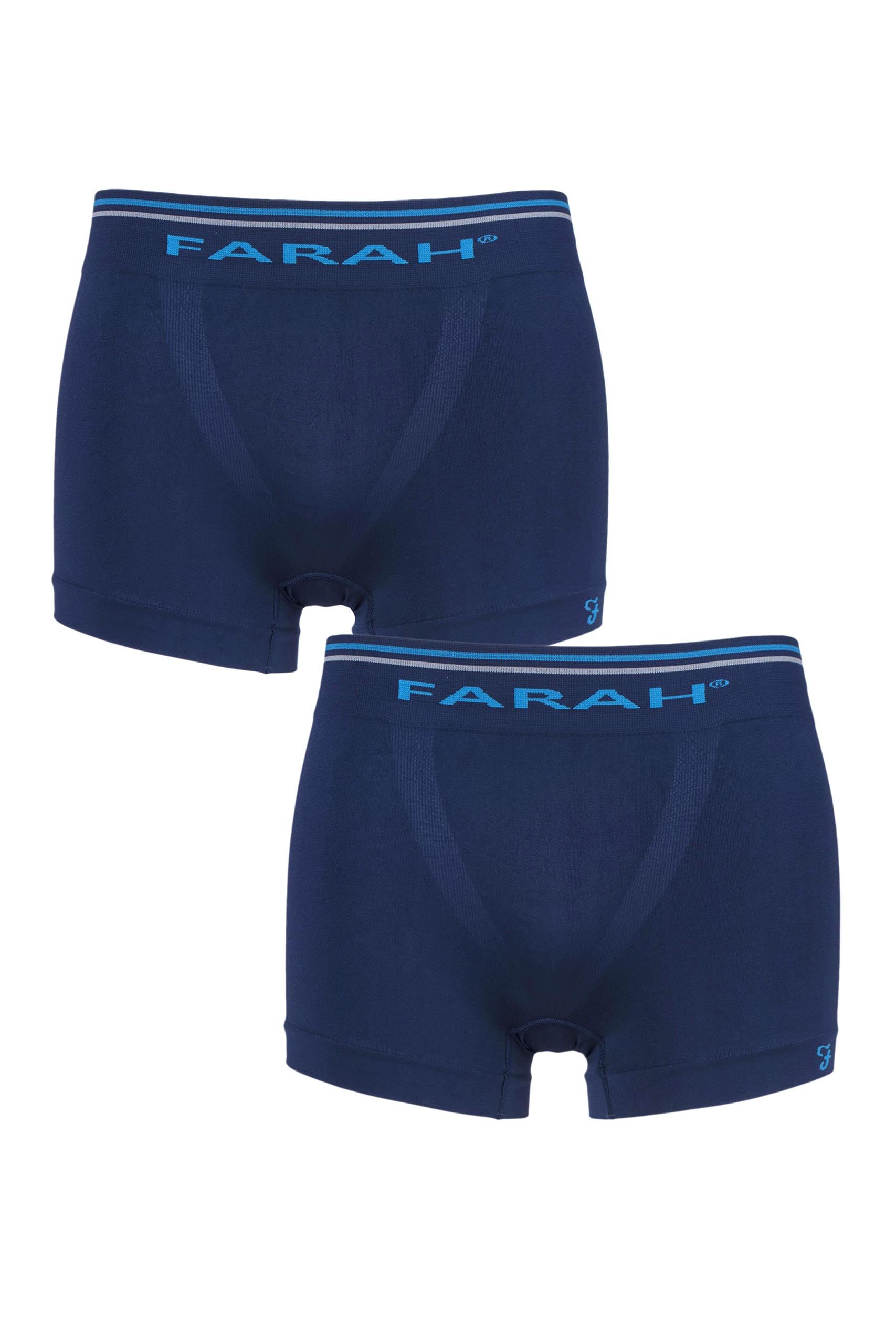 Image of 2 Pack Navy Seamless Boxer Shorts Men's Medium - Farah