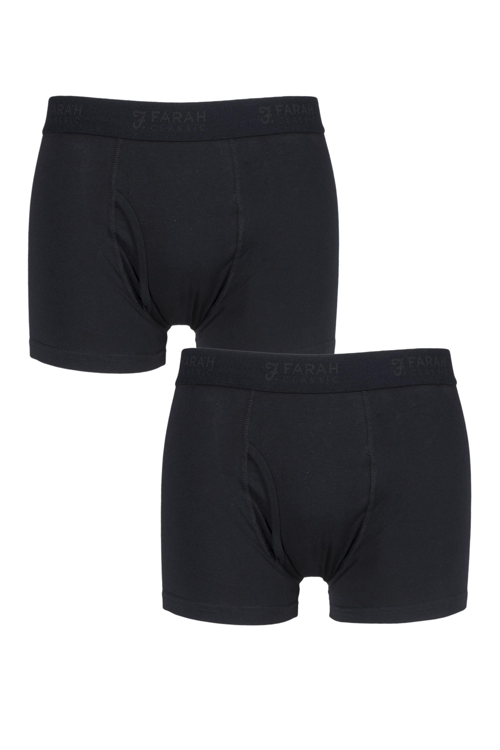 Image of 2 Pair Black Plain Trunks Men's Large - Farah