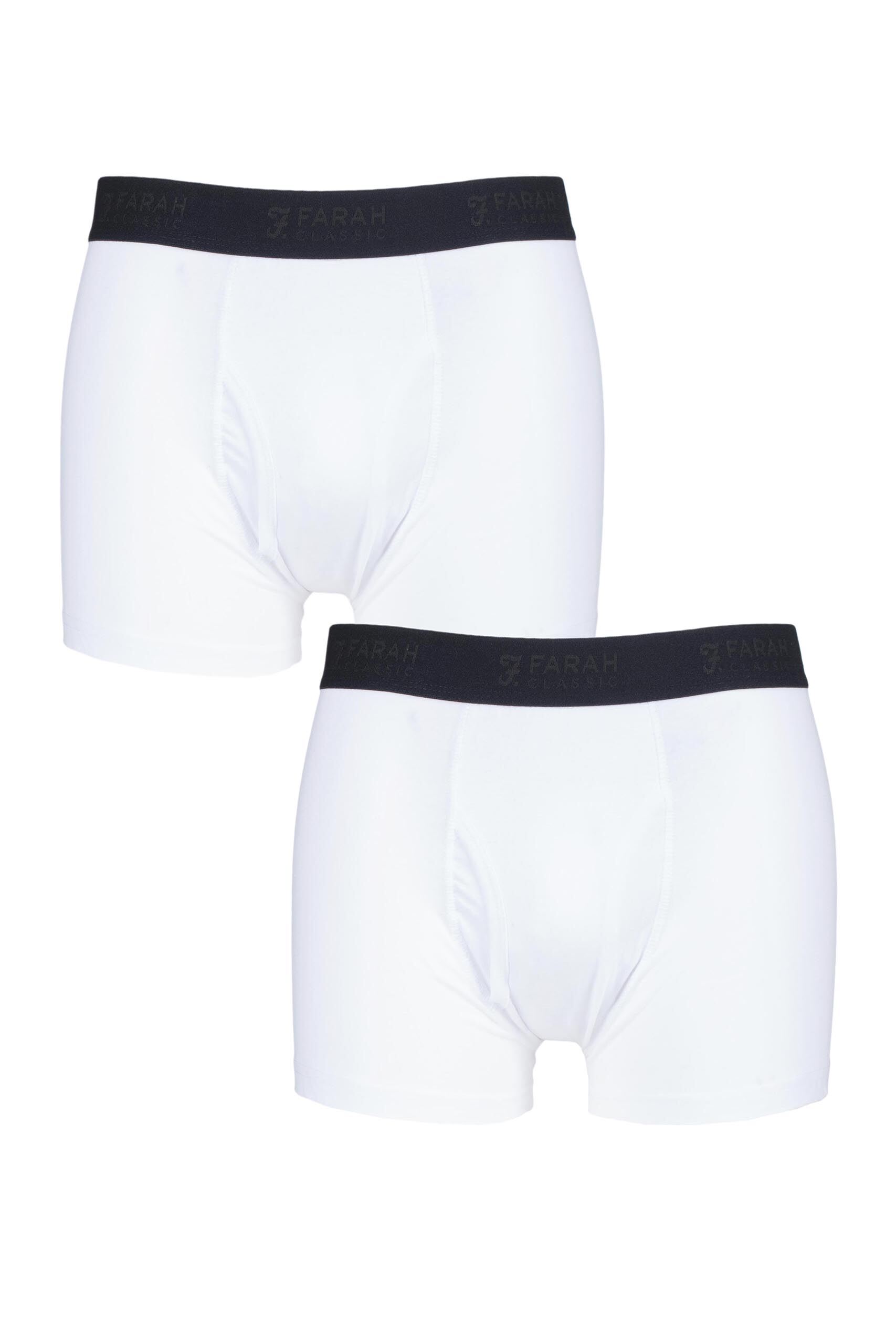 Image of 2 Pair White Plain Trunks Men's Medium - Farah