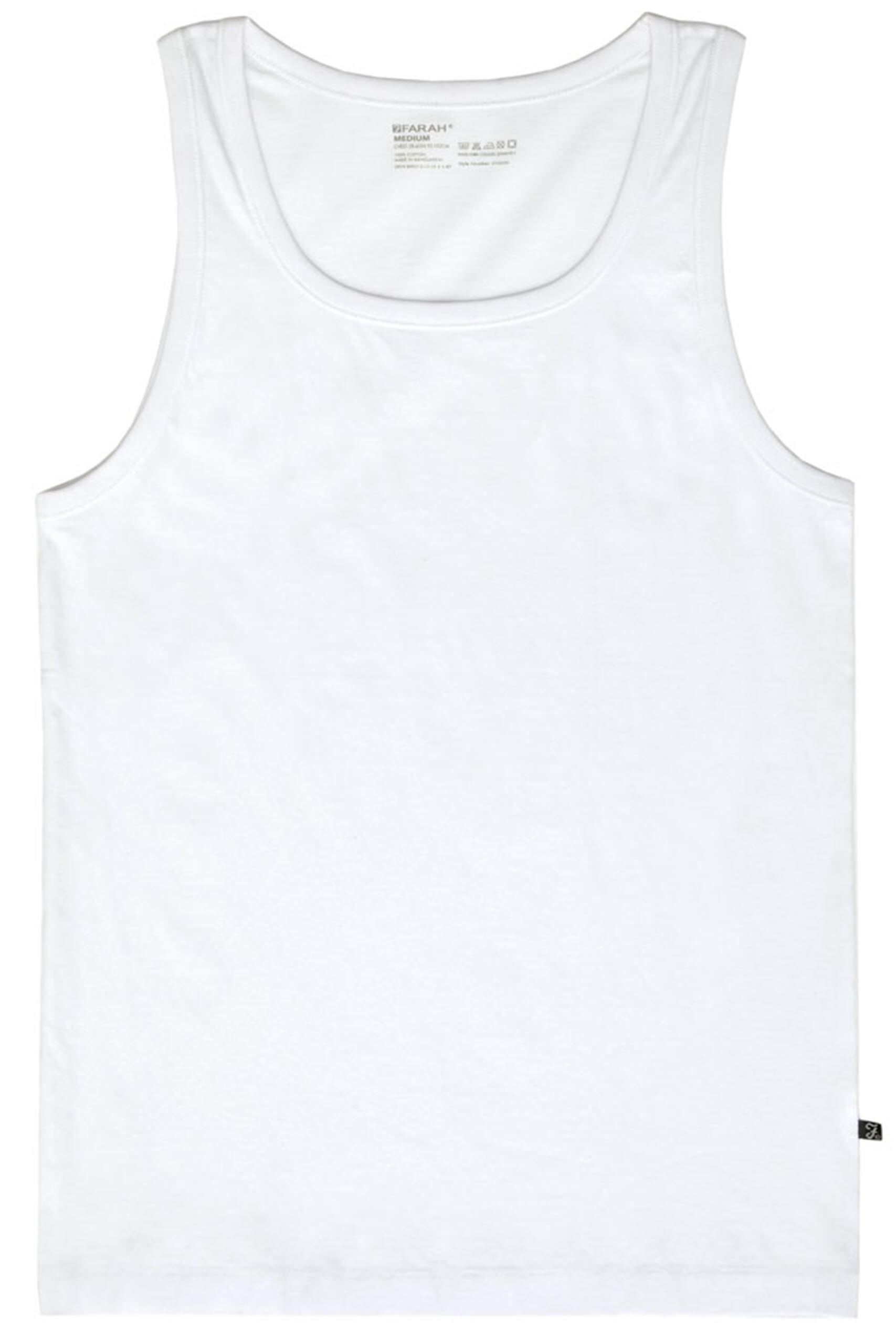 Image of 2 Pack White Classic 100% Cotton Vests Men's Medium - Farah