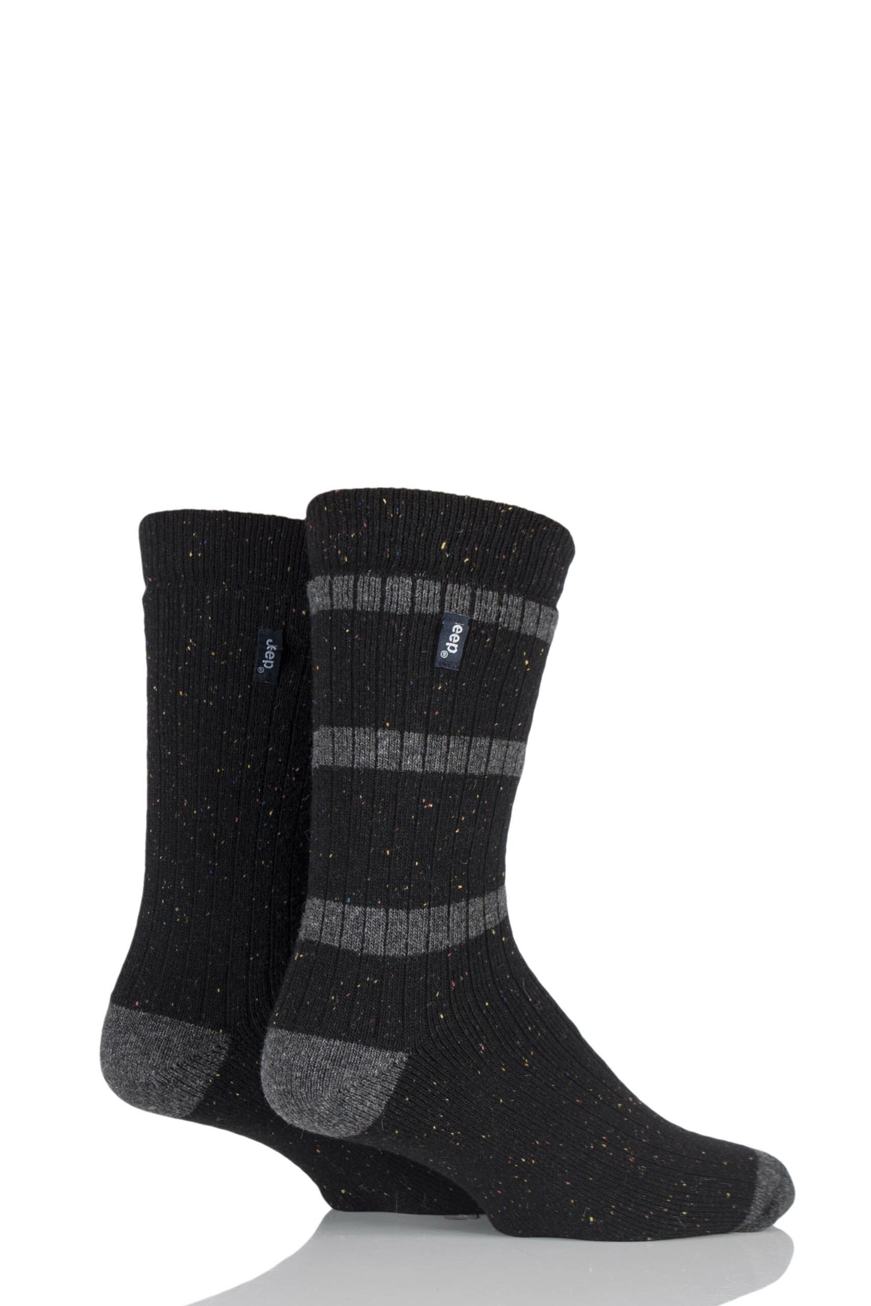 Image of 2 Pair Black Speckle Yarn Boot Socks Men's 6-11 Mens - Jeep