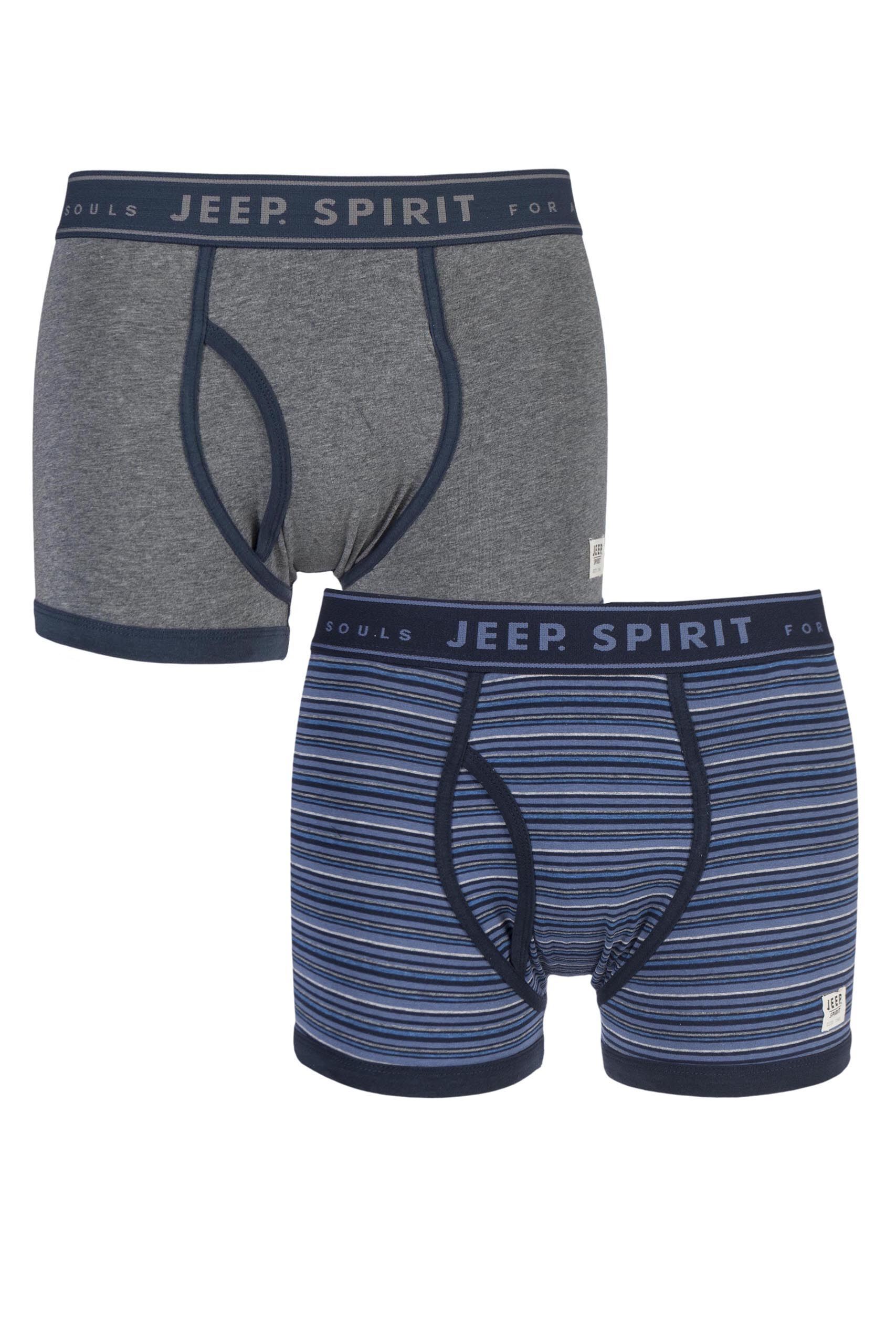 Image of 2 Pack Grey / Airforce Spirit Jacquard Waistband Keyhole Trunks Men's Small - Jeep