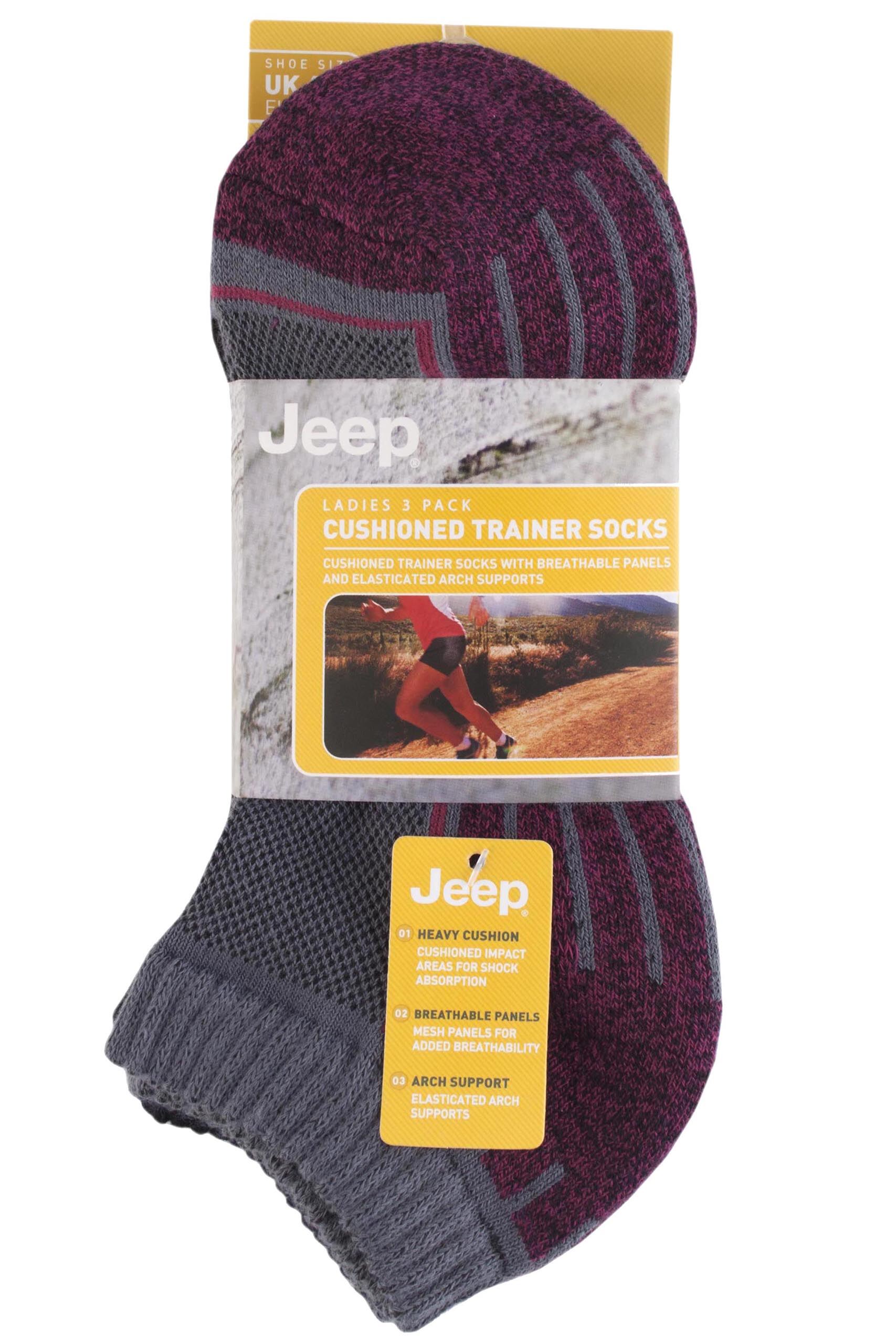 Ladies Jeep Cushioned Cotton Trainer Socks