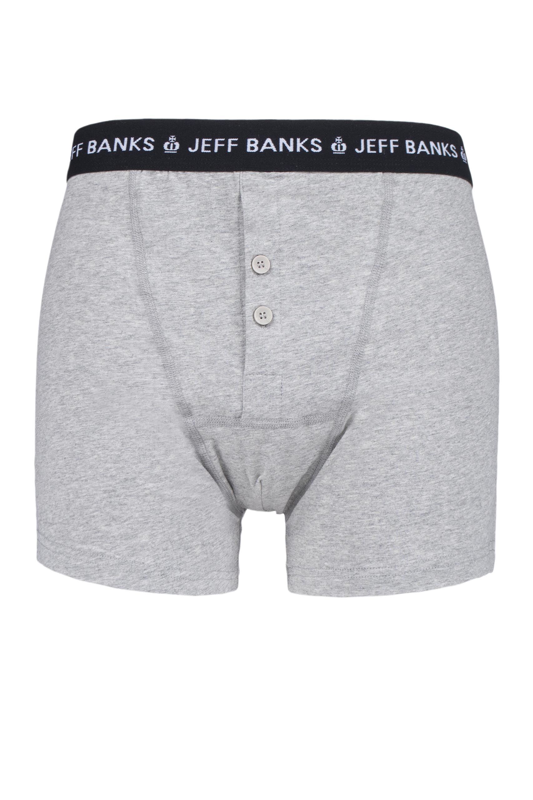 Image of 1 Pack Grey Leeds Buttoned* Cotton Boxer Shorts Men's Extra Large - Jeff Banks