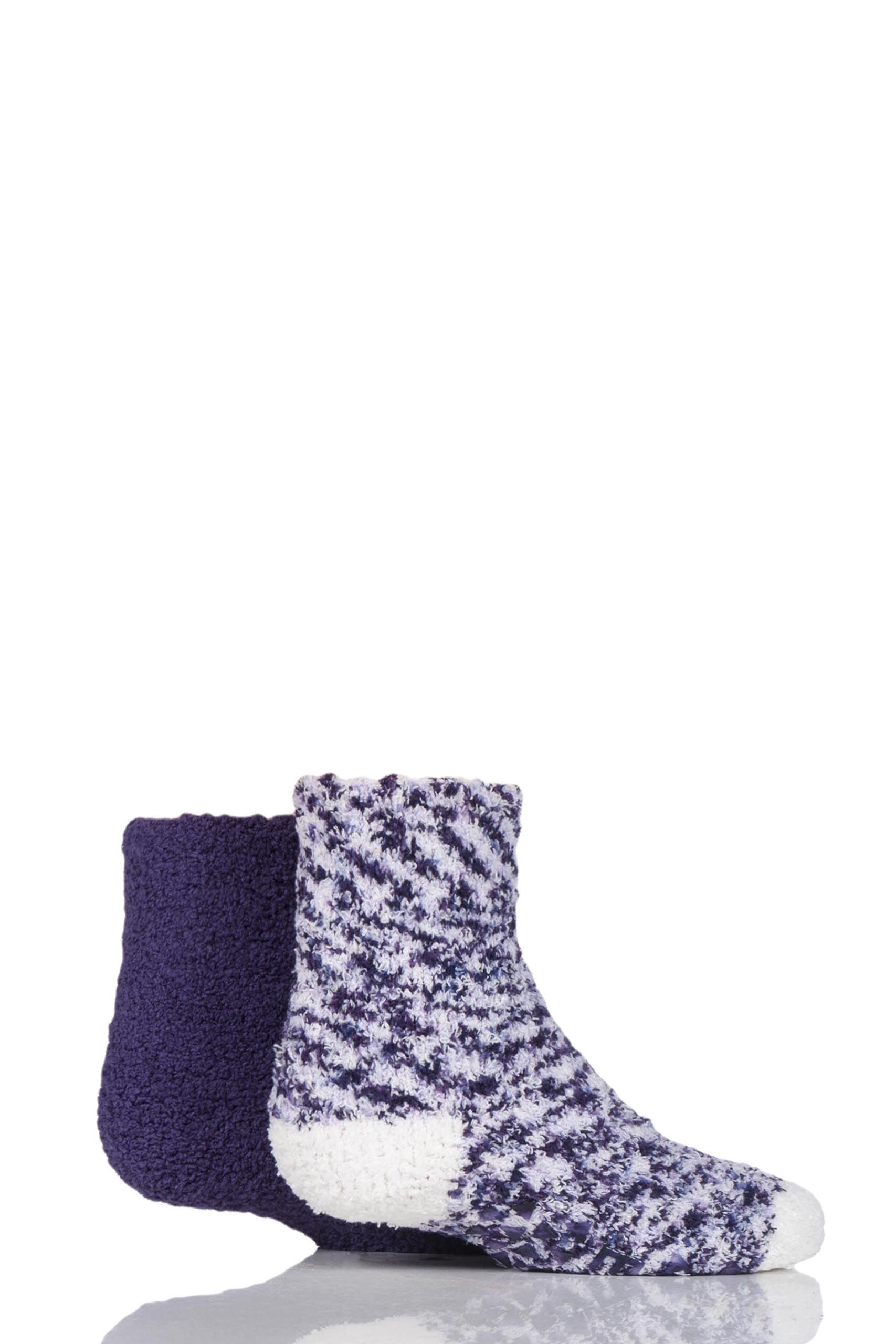 Image of 2 Pair Blackberry Cosy Bed and Slipper Socks Girls 4-5 Teens (13-14 Years) - Elle