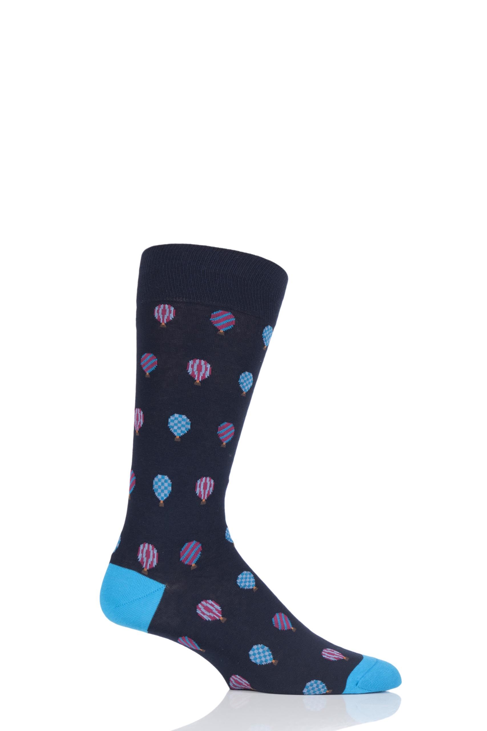 Image of 1 Pair Navy Sadler Hot Air Balloon Cotton Socks Men's 9.5-12 Mens - Scott Nichol