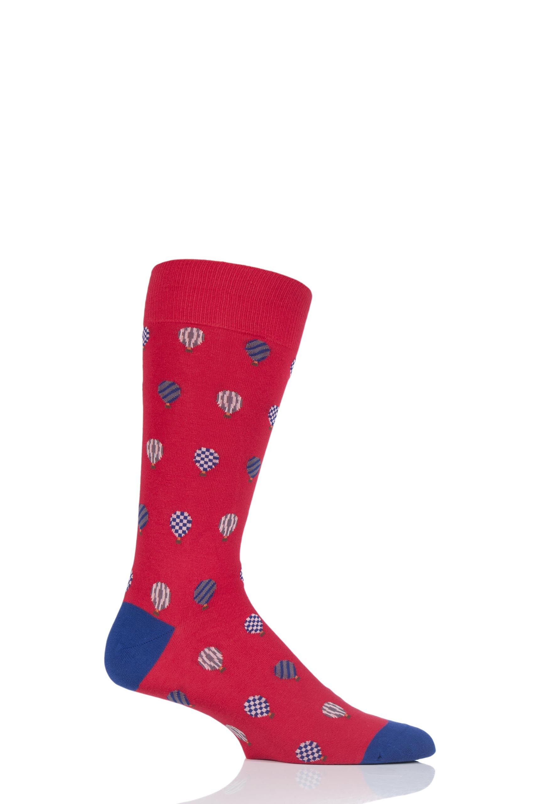 Image of 1 Pair Red Sadler Hot Air Balloon Cotton Socks Men's 7.5-9.5 Mens - Scott Nichol