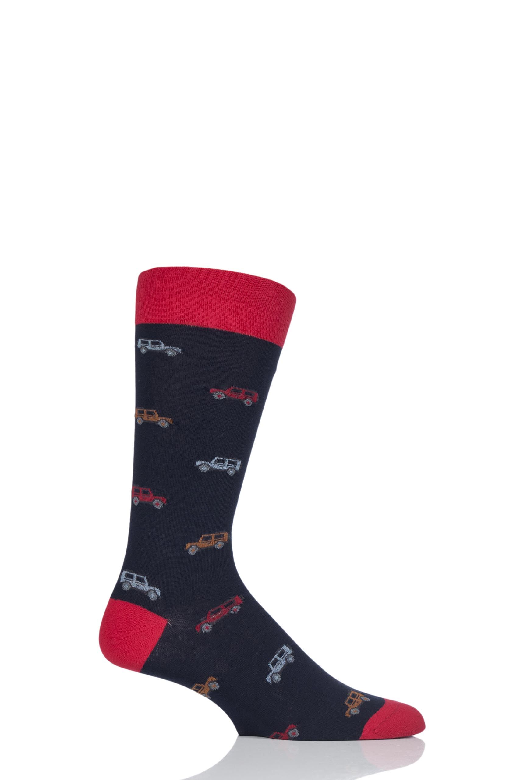 Image of 1 Pair Navy / Red Longshaw All Over 4x4 Cotton Socks Men's 6-9 Mens - Scott Nichol