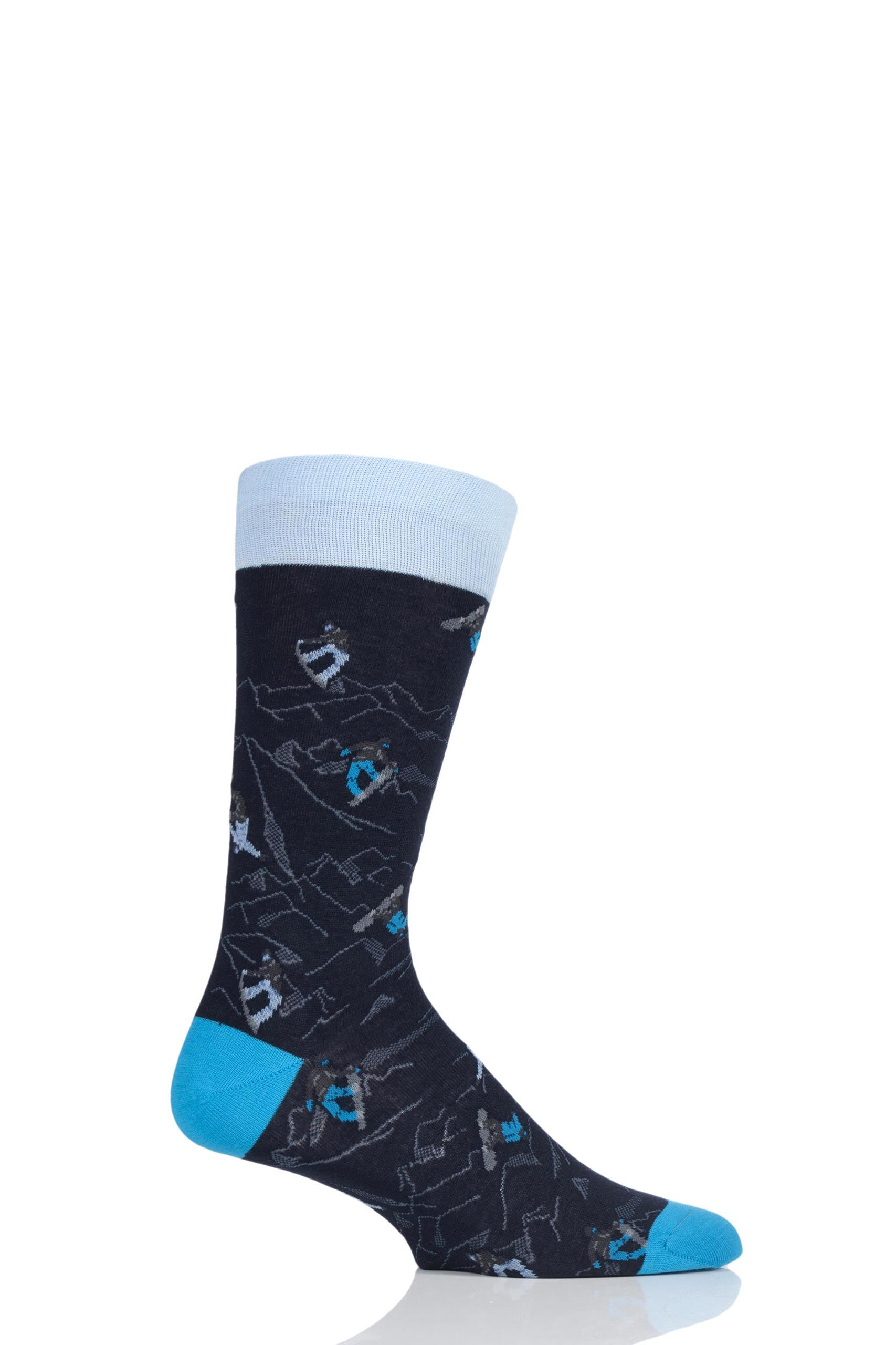 Image of 1 Pair Navy All Over Snowboarders Cotton Socks Men's 6-9 Mens - Scott Nichol
