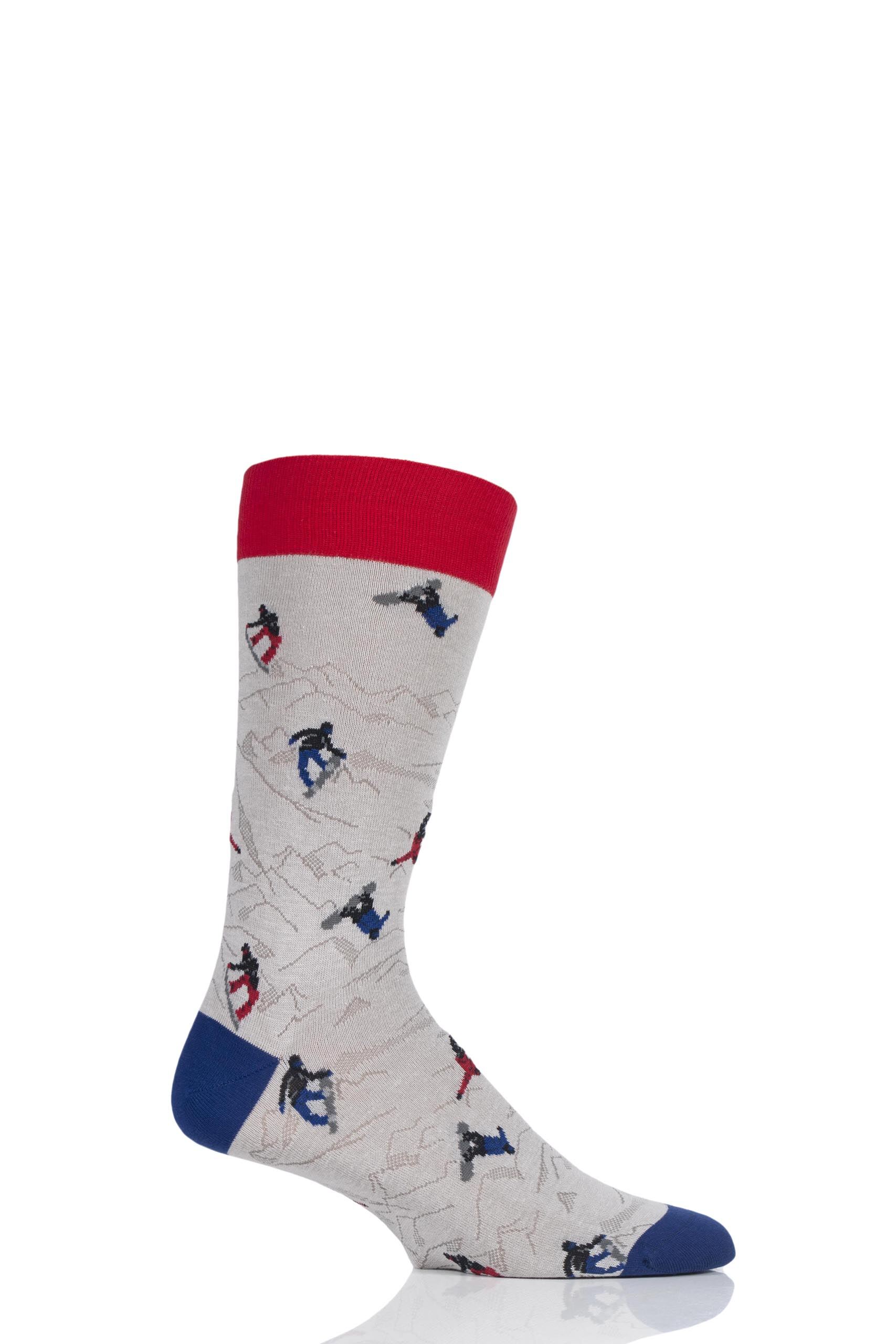 Image of 1 Pair Pearl Grey All Over Snowboarders Cotton Socks Men's 6-9 Mens - Scott Nichol