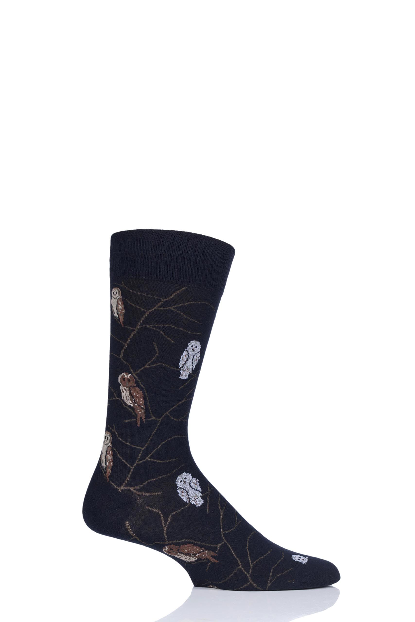 Image of 1 Pair Navy All Over Owls Cotton Socks Men's 9.5-12 Mens - Scott Nichol