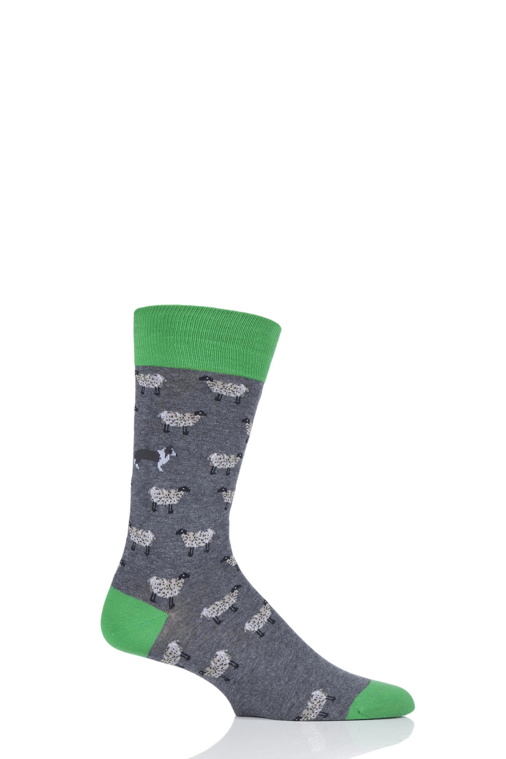 Image of 1 Pair Grey Mix All Over Sheep Cotton Socks Men's 9.5-12 Mens - Scott Nichol
