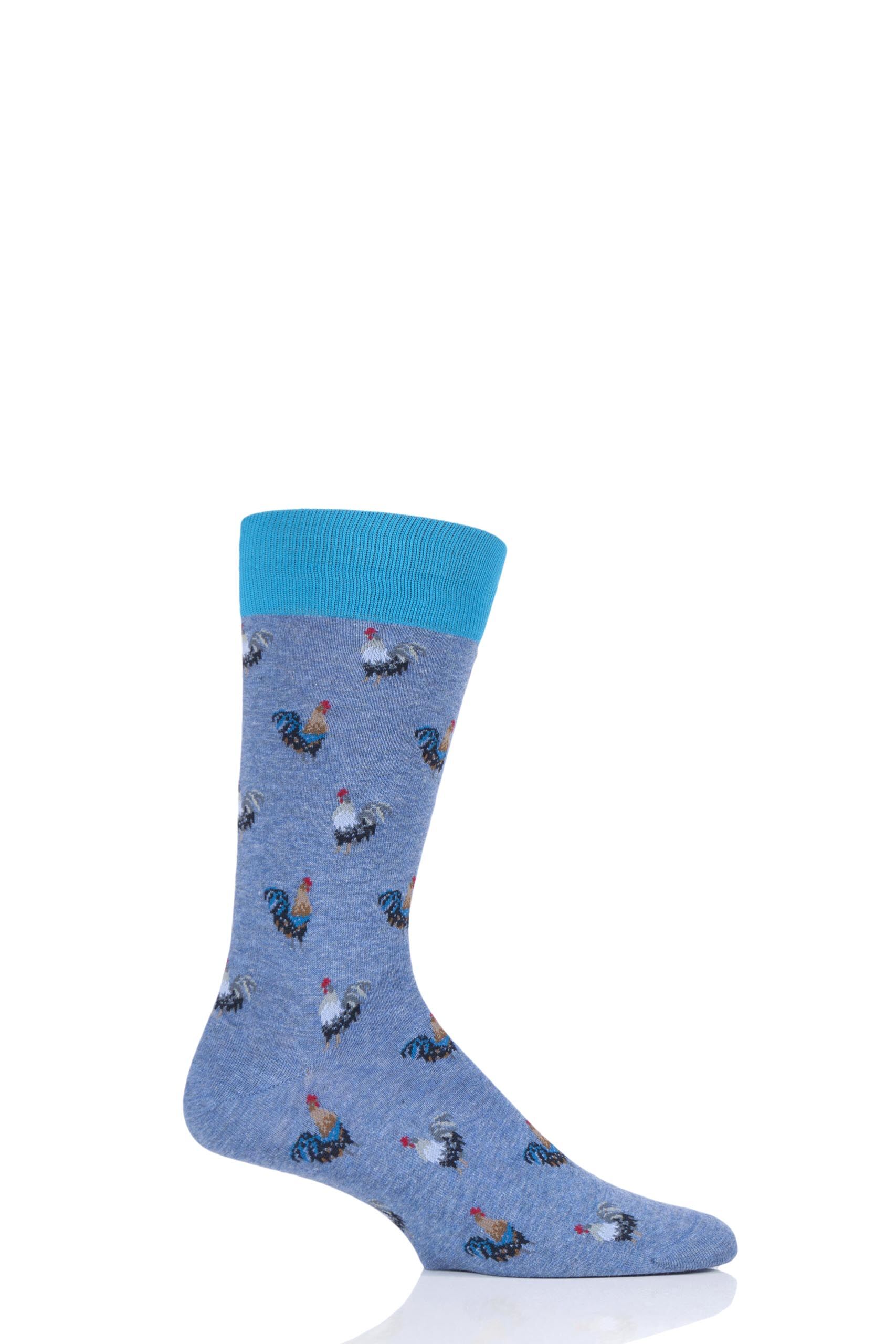 Image of 1 Pair Denim Mix All Over Roosters Cotton Socks Men's 9.5-12 Mens - Scott Nichol