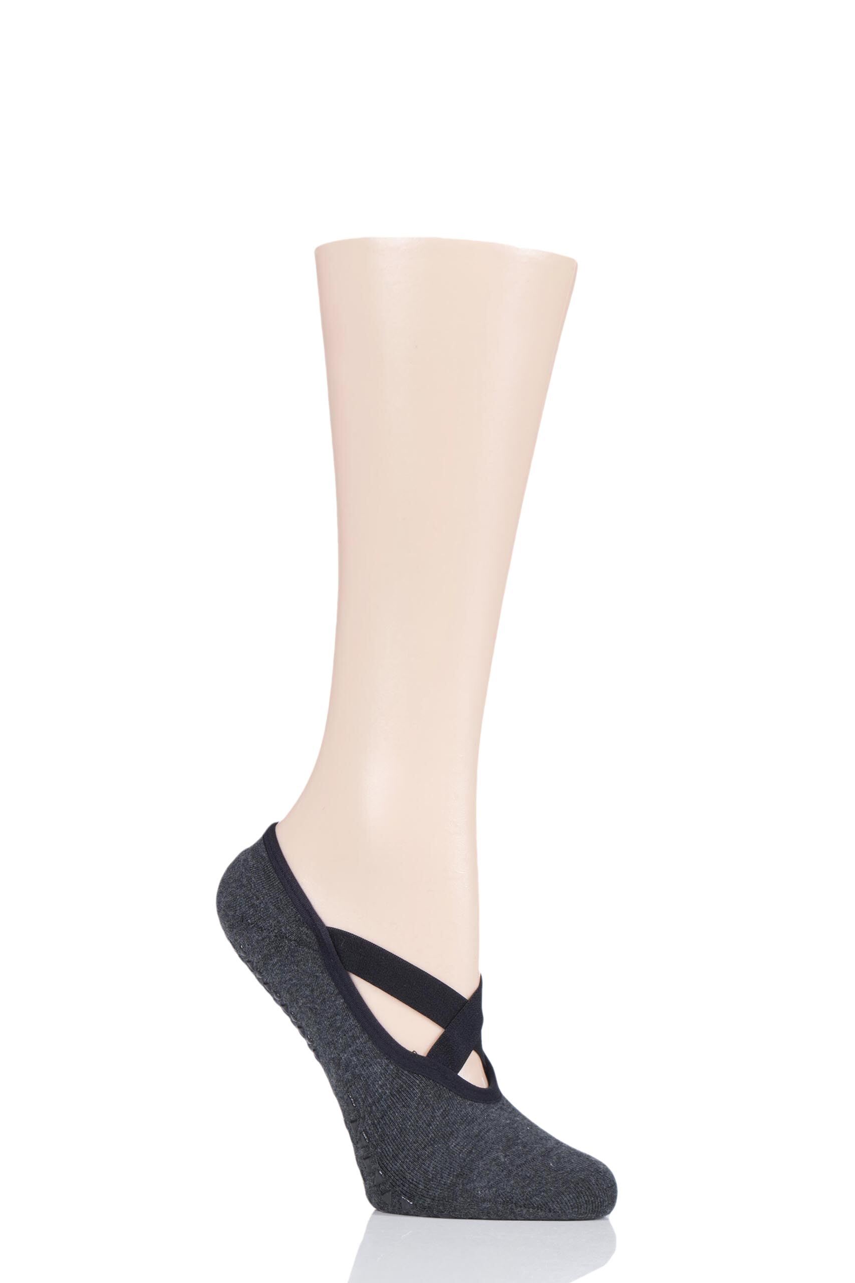 Image of 1 Pair Charcoal Full Toe Organic Cotton Chloe Ballet Slippers Socks with Grip Ladies Small - Tavi Noir