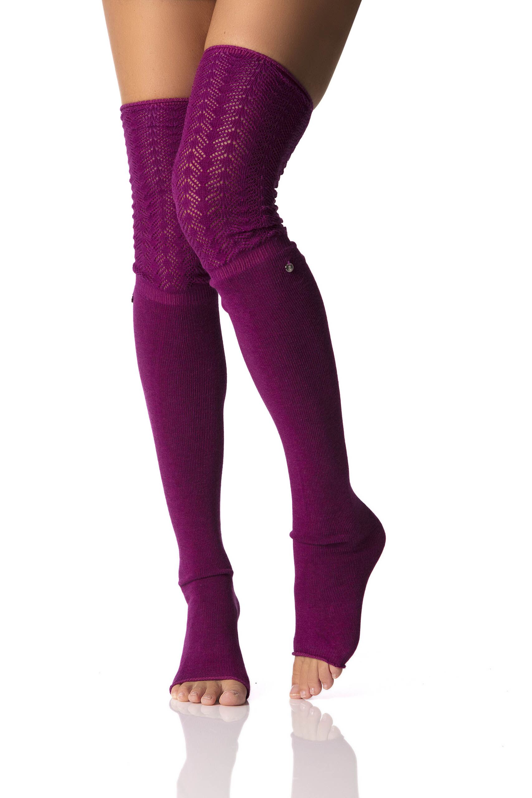 Image of 1 Pair Berry Sasha Over The Knee Open Foot Slouch Socks Ladies One Size - ToeSox